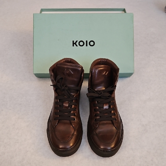 KOIO Other - KOIO Men's Leather High-Top Sneakers in Dark Brown